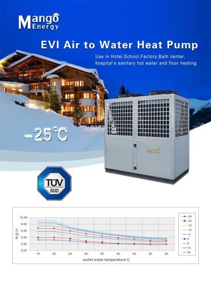 OEM High Efficiency Low Temperature Air to Water Heat Pump Cop with 15.9