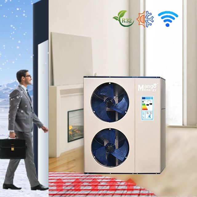 High cop 9kw To 25 Kw cold climate monoblock dc inverter air source water heater central heating pump heat pump air to water system