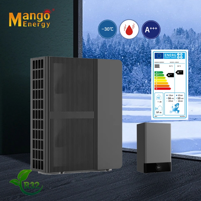 Mango Energy Efficiency Air Source DC Inverter Pool Heat Pump Air Water Heaters Inverter Heating System Split Air Conditioner For Cold Climate Area Low Noise