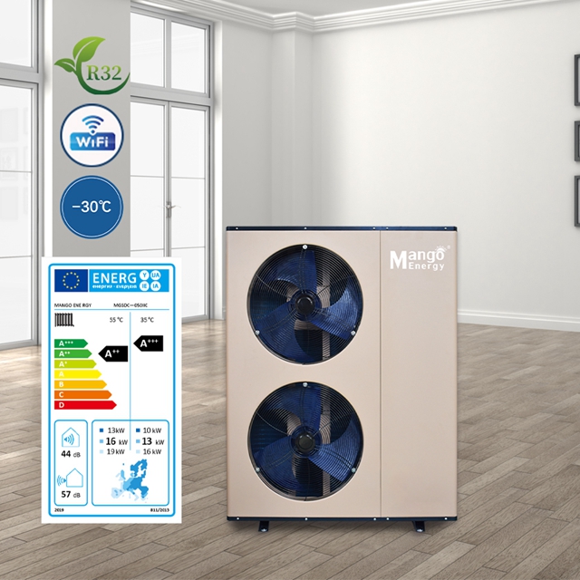 Home Heating Cooling DHW Solution Mango Energy All in one Air Source Heat Pump R32 Refrigerant -30 degree